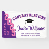 Banderoles Moderne Pink Purple Graduation Classe de 2025 Part (Horizontal)