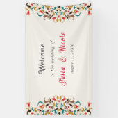 Banderoles Moderne Romantique Élégant Mariage de couronne flo (Vertical)