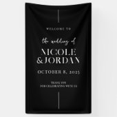 Banderoles Moderne Simple Chic Mariage noir et blanc Accueil (Vertical)