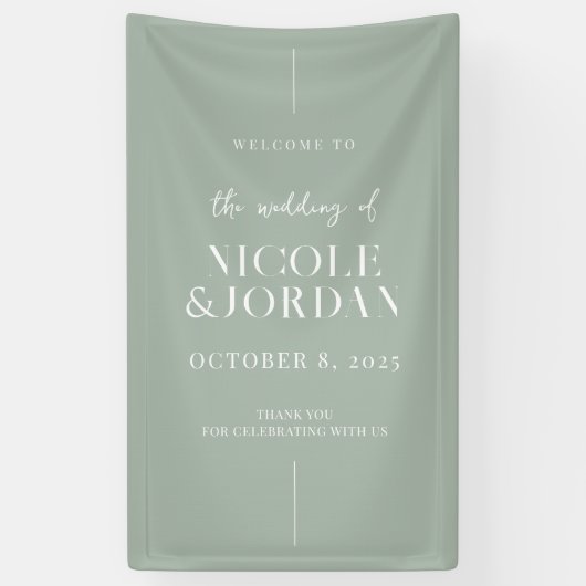 Banderoles Moderne Simple Chic Sage Vert Mariage Accueil (Vertical)