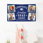 Banderoles Moderne Simple Silver Blue Graduation 4 PHOTO Bann (En situation)