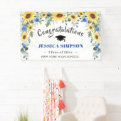 Banderoles Moderne Sunflowers Eucalyptus Graduation 2024 (En situation)