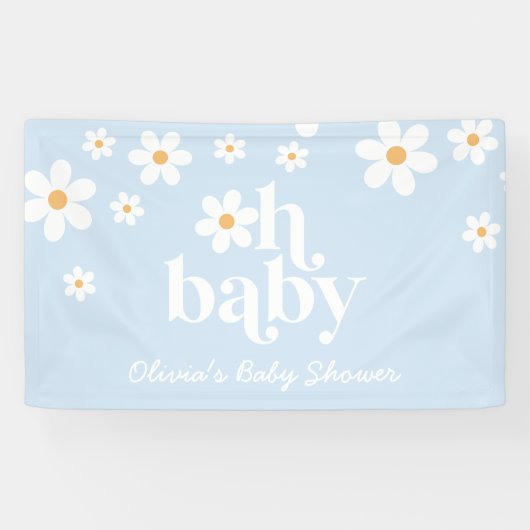 Banderoles Mon bébé ! Baby shower de bouho Retro Daisy (Horizontal)