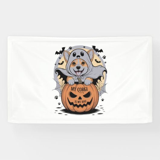 Banderoles Mon Corgi est mon Boo Halloween (Horizontal)