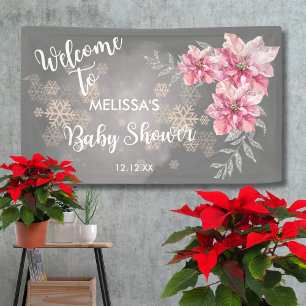 Banderoles Mon Petit Flocon de neige rose Poinsettia Bienvenu