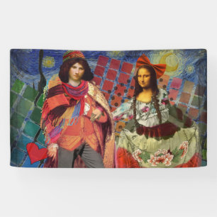 Banderoles Mona Lisa Romantique Drôle Coloré Travail d'art