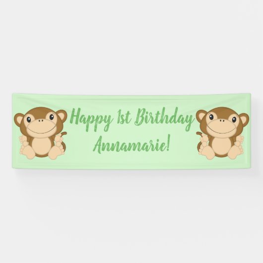 Banderoles Monkey Anniversaire Vert (Horizontal)