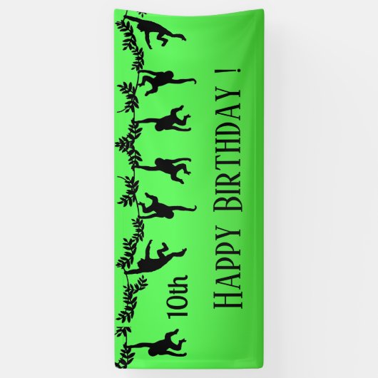 Banderoles Monkey Troop Joyeux Anniversaire avec Année (Vertical)