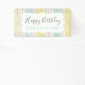 Banderoles Monnaie et Jaune rustique chalet Bois Joyeux Anniv (Insitu)