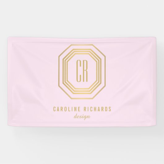 Banderoles Monogramme Art Déco vintage or/rose (Horizontal)