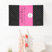 Banderoles Monogramme blanc noir, rose chaud Mariage de point (En situation)