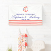 Banderoles Monogramme Coral rose Nautique et Mariage bleu mar (En situation)