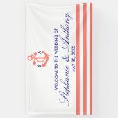 Banderoles Monogramme Coral rose Nautique et Mariage bleu mar (Vertical)