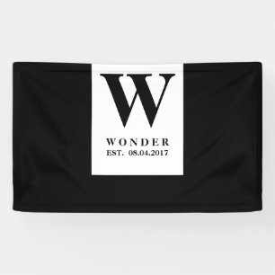 Banderoles Monogramme de mariage minimaliste noir Conceptio