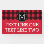 Banderoles Monogramme de Motif de buffle rouge et noir rustiq (Horizontal)