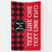 Banderoles Monogramme de Motif de buffle rouge et noir rustiq (Vertical)
