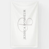 Banderoles Monogramme de nom élégant | Blanc & Gris (Vertical)