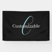 Banderoles Monogramme de script cursif éditable Noir Bleu Bla (Horizontal)