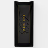 Banderoles Monogramme de script élégant noir et or (Vertical)