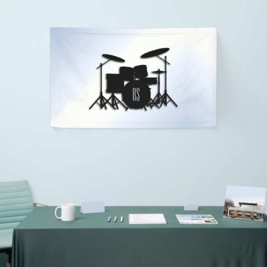 Banderoles Monogramme Ensemble à tambour Accent bleu (Salon professionnel)