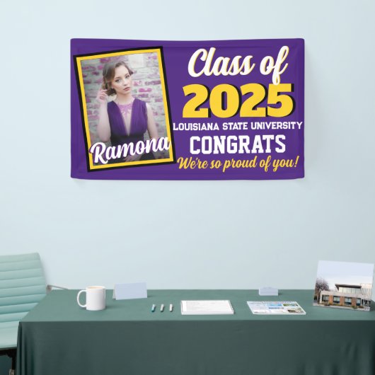 Banderoles Monogramme et photo violet et or (Salon professionnel)