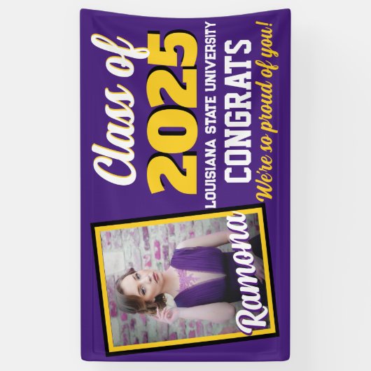 Banderoles Monogramme et photo violet et or (Vertical)