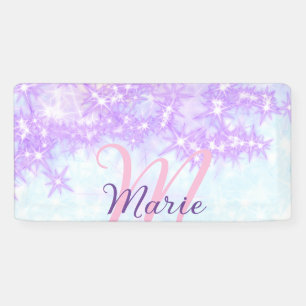 Banderoles Monogramme étoile pailleté rose violet ajouter let