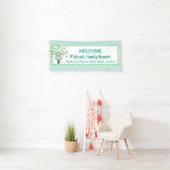 Banderoles Monogramme Family Tree Bienvenue Réunion Turquoise (En situation)