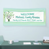 Banderoles Monogramme Family Tree Bienvenue Réunion Turquoise (Salon professionnel)