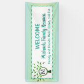 Banderoles Monogramme Family Tree Bienvenue Réunion Turquoise (Vertical)