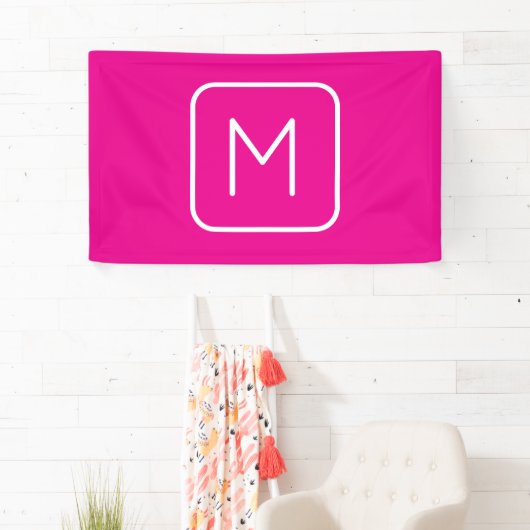 Banderoles Monogramme Initial Simple & Moderne | Rose & Blanc (En situation)