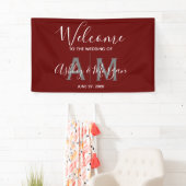 Banderoles Monogramme Mariage gris et rouge moderne Couples (En situation)