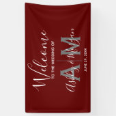 Banderoles Monogramme Mariage gris et rouge moderne Couples (Vertical)