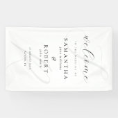 Banderoles Monogramme minimaliste moderne Mariage blanc Bienv (Horizontal)
