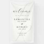 Banderoles Monogramme minimaliste moderne Mariage blanc Bienv (Vertical)