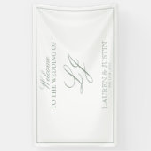 Banderoles Monogramme moderne Script Classic Sage Green Bienv (Vertical)