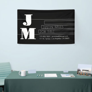 Banderoles Monogramme noir et blanc rétro-moderne personnalis