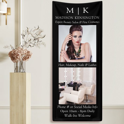 Banderoles Monogramme ou ajouter logo 2 Photo Business Black