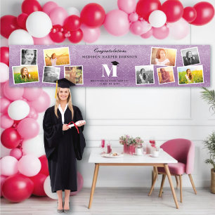 Banderoles Monogramme Pailleté Violet Fête de Remise des Dipl