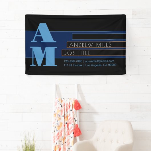 Banderoles Monogramme rétro-moderne et formes et couleurs mod (En situation)