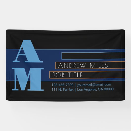 Banderoles Monogramme rétro-moderne et formes et couleurs mod (Horizontal)