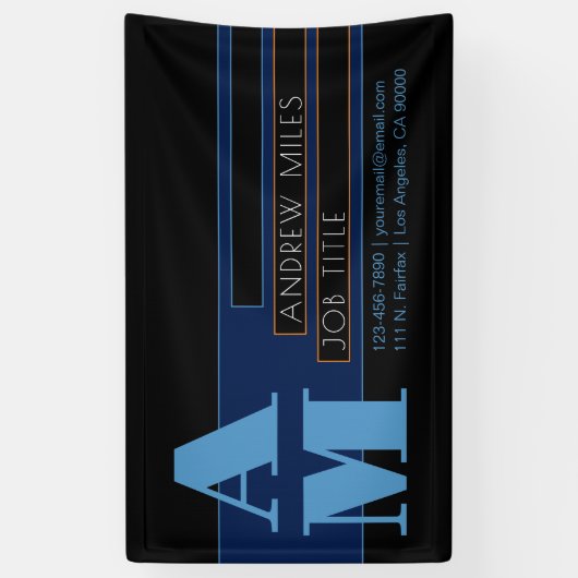 Banderoles Monogramme rétro-moderne et formes et couleurs mod (Vertical)