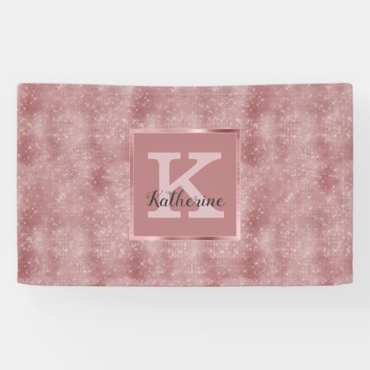Banderoles Monogramme Rose d'or de la fillette Dusty Nom (Horizontal)