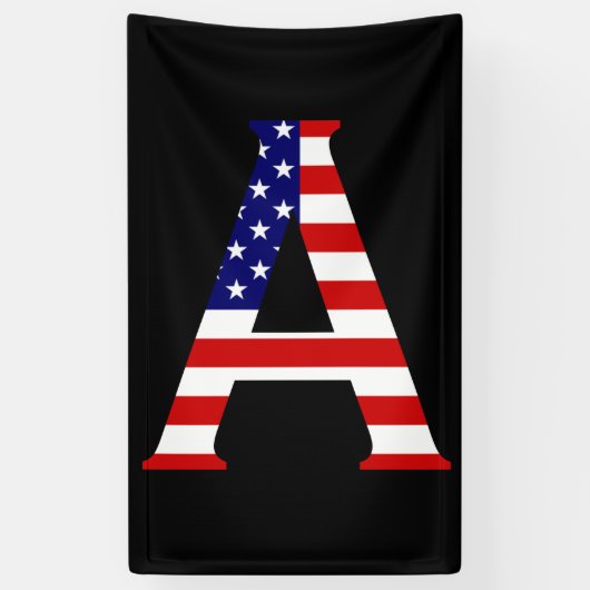 Banderoles Monogramme superposé sur le drapeau américain (v)  (Vertical)