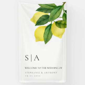 Banderoles Monogrammes Citron Branche de Citrus Mariage Végét