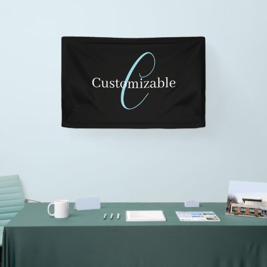 Banderoles Monographie de script cursive modifiable noir bleu (Salon professionnel)