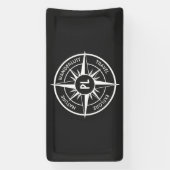 Banderoles Monographie d'emblème de compas noir et blanc (Verticale)