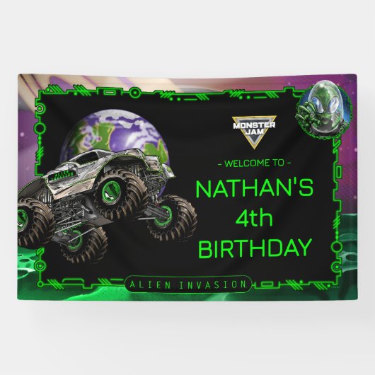 Banderoles Monster Jam - Anniversaire d'invasion Alien (Horizontal)