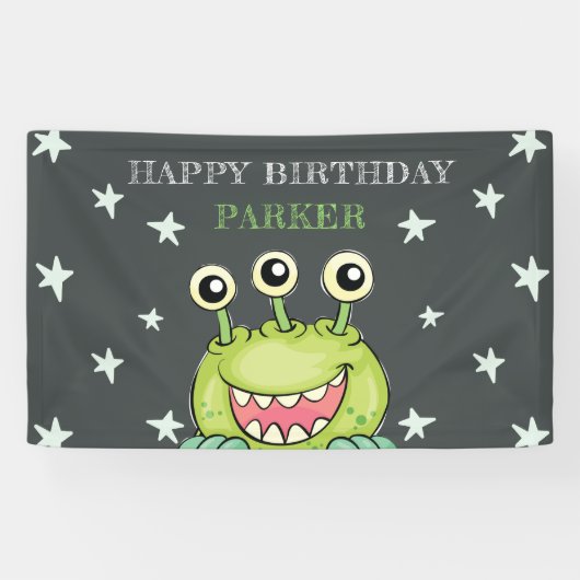 Banderoles Monster Thème Anniversaire (Horizontal)