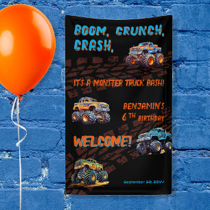 Banderoles Monster Truck Bash Boy 6e fête d'anniversaire